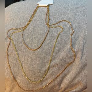 Gold Beaded Layered Necklace NWT